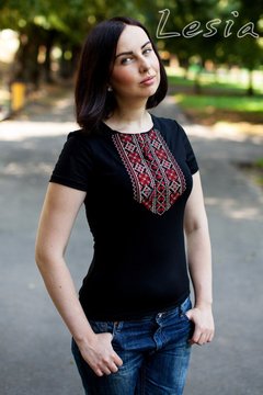 Жіноча футболка Мережка червона, Черный, XXXL