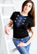Жіноча футболка з вишивкою Хвилька синя, Черный, S