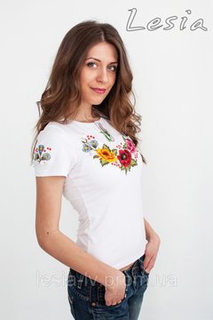 Жіноча футболка з вишивкою Мальви, Білий