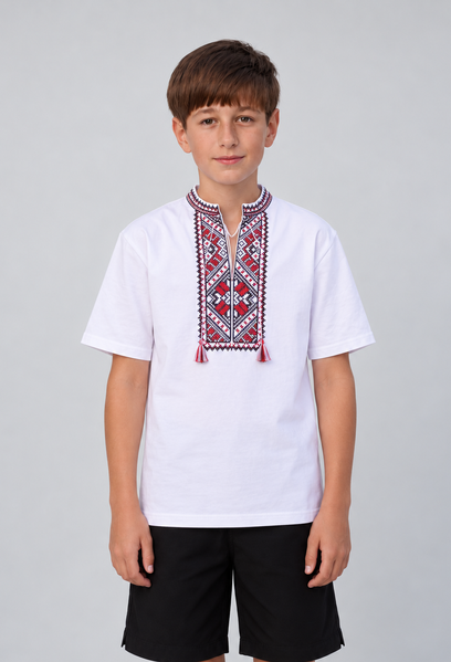 Вишита футболка Львівська червона , Білий, 116