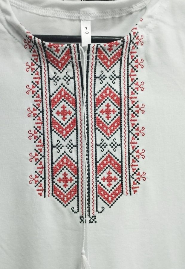 Вишиванка для дівчинки Гуцулка червона, біла, Білий, 116