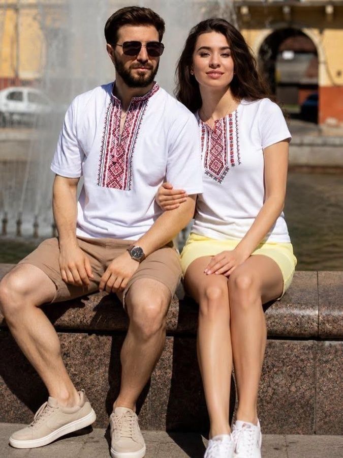 Чоловіча вишита футболка Бойківська, біла, Білий, S