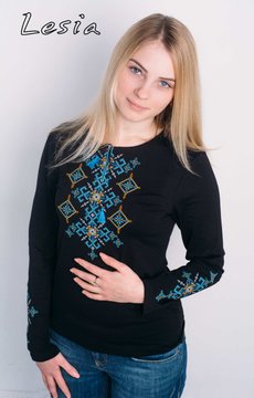 Жіноча вишиванка Русинка жовто-блакитна, Чорний