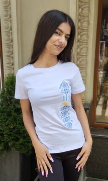 Жіноча футболка з вишивкою Герб, Білий, S